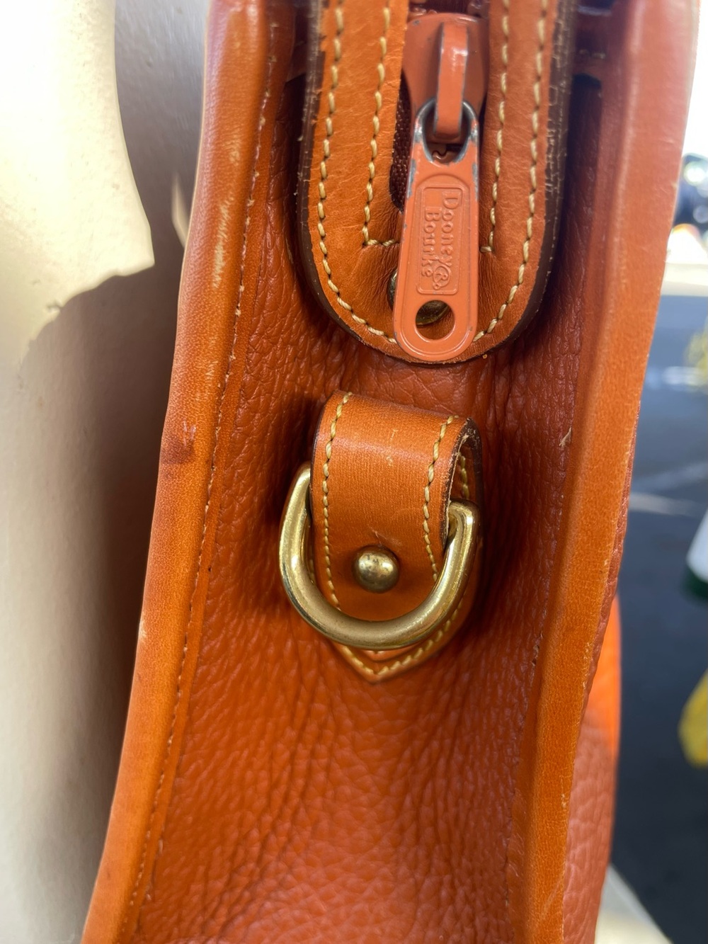 DOONEY & BOURKE Tan Pebble Leather Satchel with Gold Hardware - Picture 5 of 12
